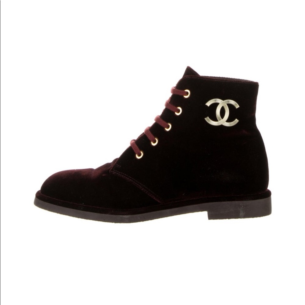 Chanel Studded Accent Lace-up Boots